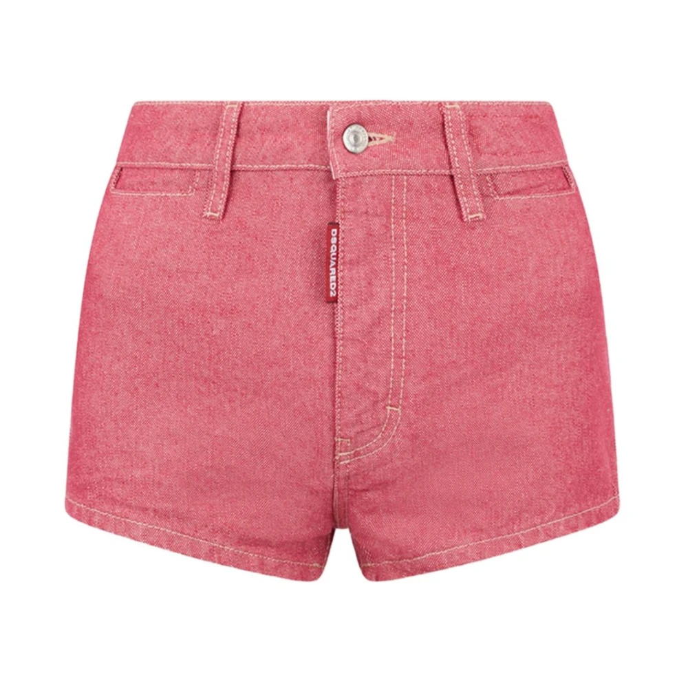Dsquared2 Red Denim Shorts - Female - Denim Shorts - Xs - Shorts