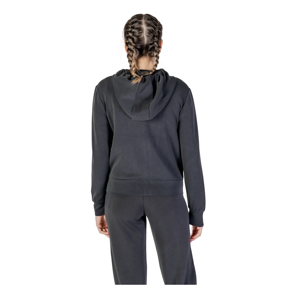 Guess Zwarte Zip-Up V-Hals Sweatshirt met Zakken Black Dames