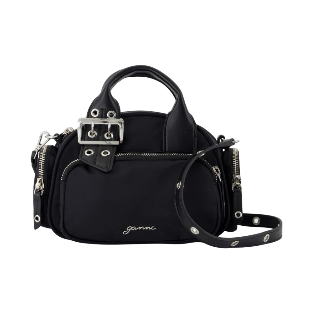 Ganni Women's Black Small Crossbody Bag In Nylon