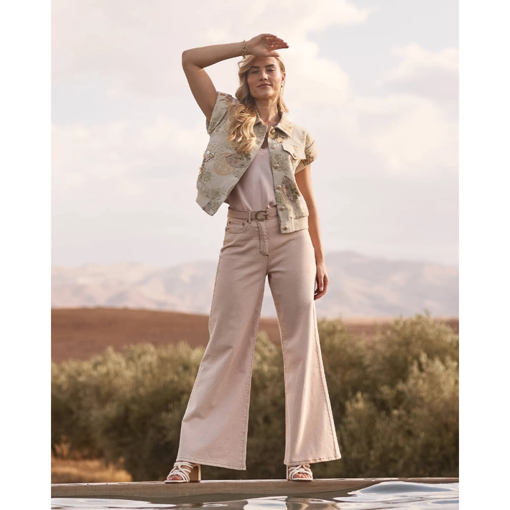 Nukus Geborduurde Top in Amy Stijl Beige Dames