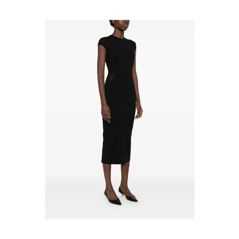 Stella Mccartney Zwarte Mesh Panel Jurk Black Dames