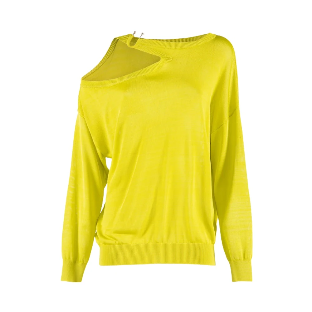 Nenette Långärmad tröja med axelpiercing Yellow, Dam