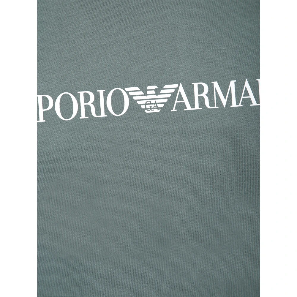 Emporio Armani Minimalistisch Logo T-shirt in Stoffig Groen Green Heren