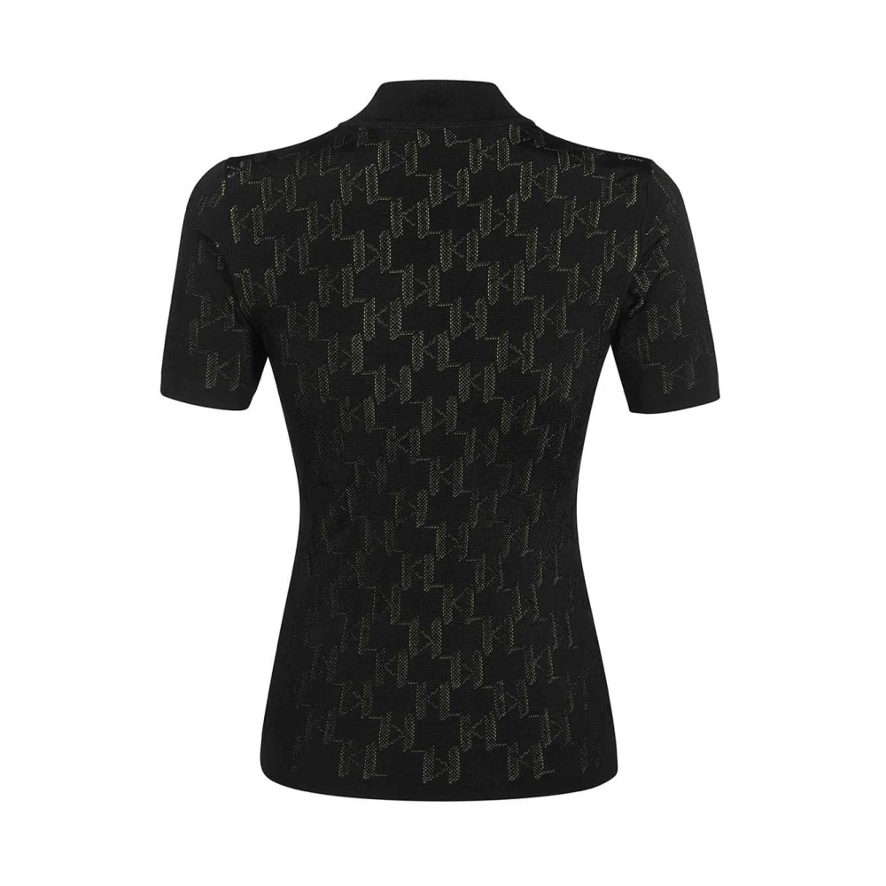 Karl Lagerfeld Logo Geborduurd Katoenen Top Black Dames