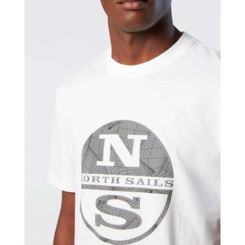 North Sails Heren T-shirt van biologisch katoen met reflecterende print White Heren