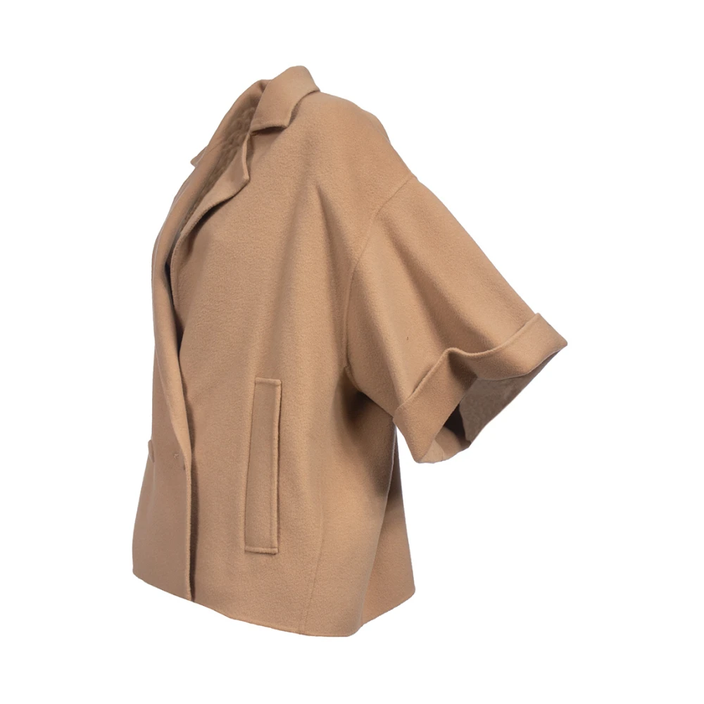 Max Mara Weekend Korte wollen jas met dubbele rij knopen Beige Dames