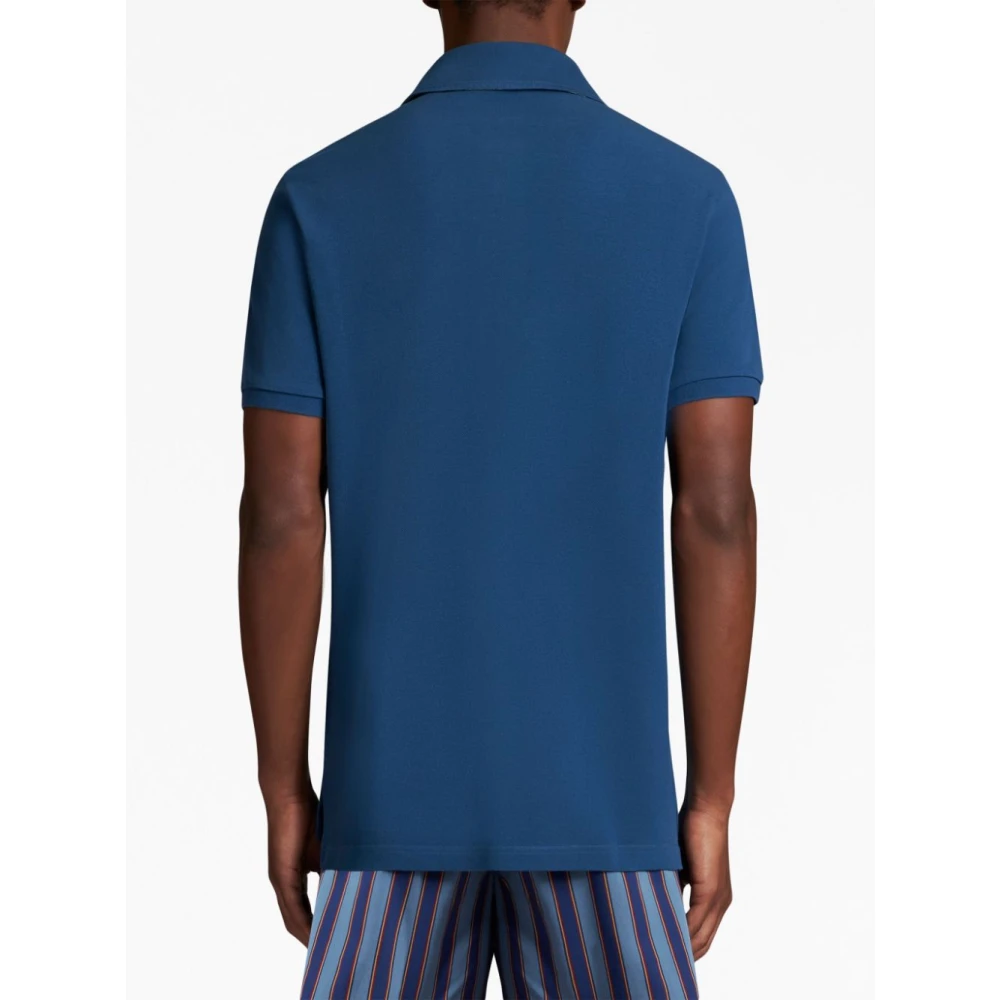 ETRO Blauw Polo Shirt Pegasus Logo Blue Heren