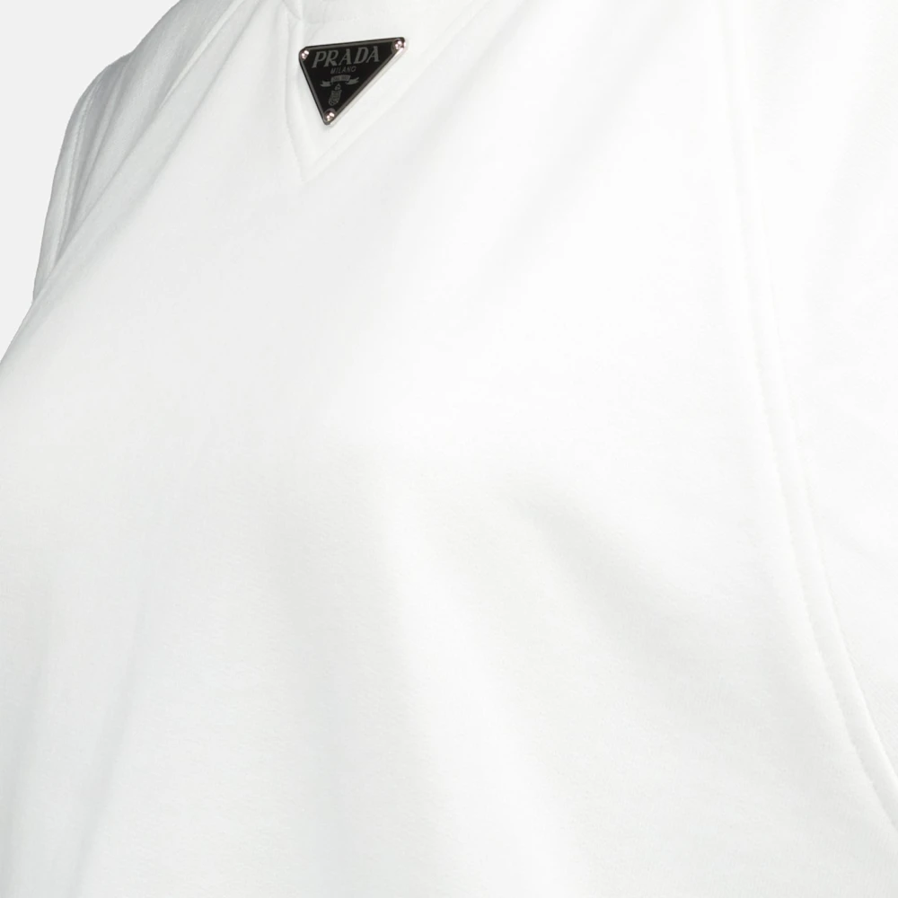 Prada Oversized T-shirt met Driehoekig Logo White Dames