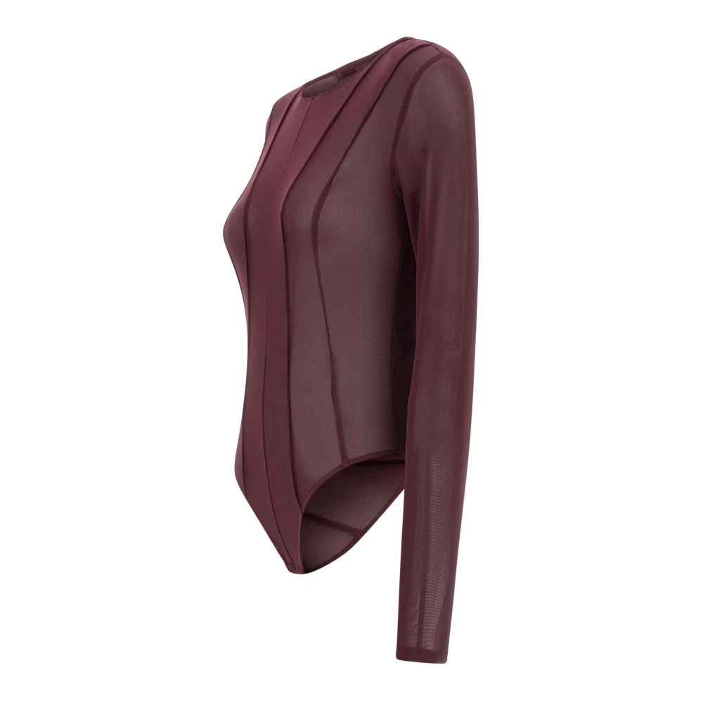 Remain Birger Christensen Bordeaux Lycra Bodysuit met Transparantie Red Dames