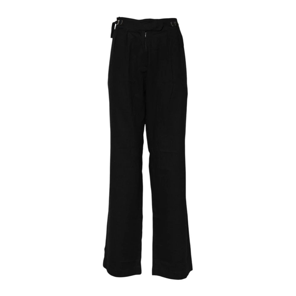 Ermanno Scervino Women's Black Wide Trousers, Xs, Wool Straight Fit Trousers