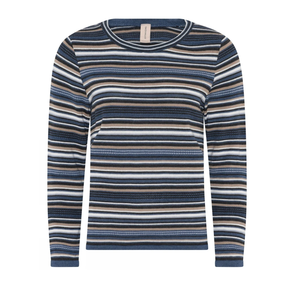 Skovhuus Gestreepte Pullover Blouse Indigo Multicolor Dames