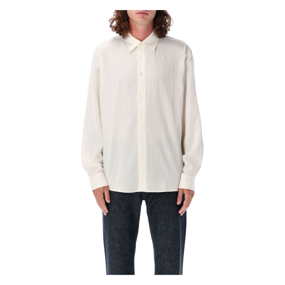 Our Legacy Crème Textuur Knoop-Down Overhemd Aw24 Beige Heren