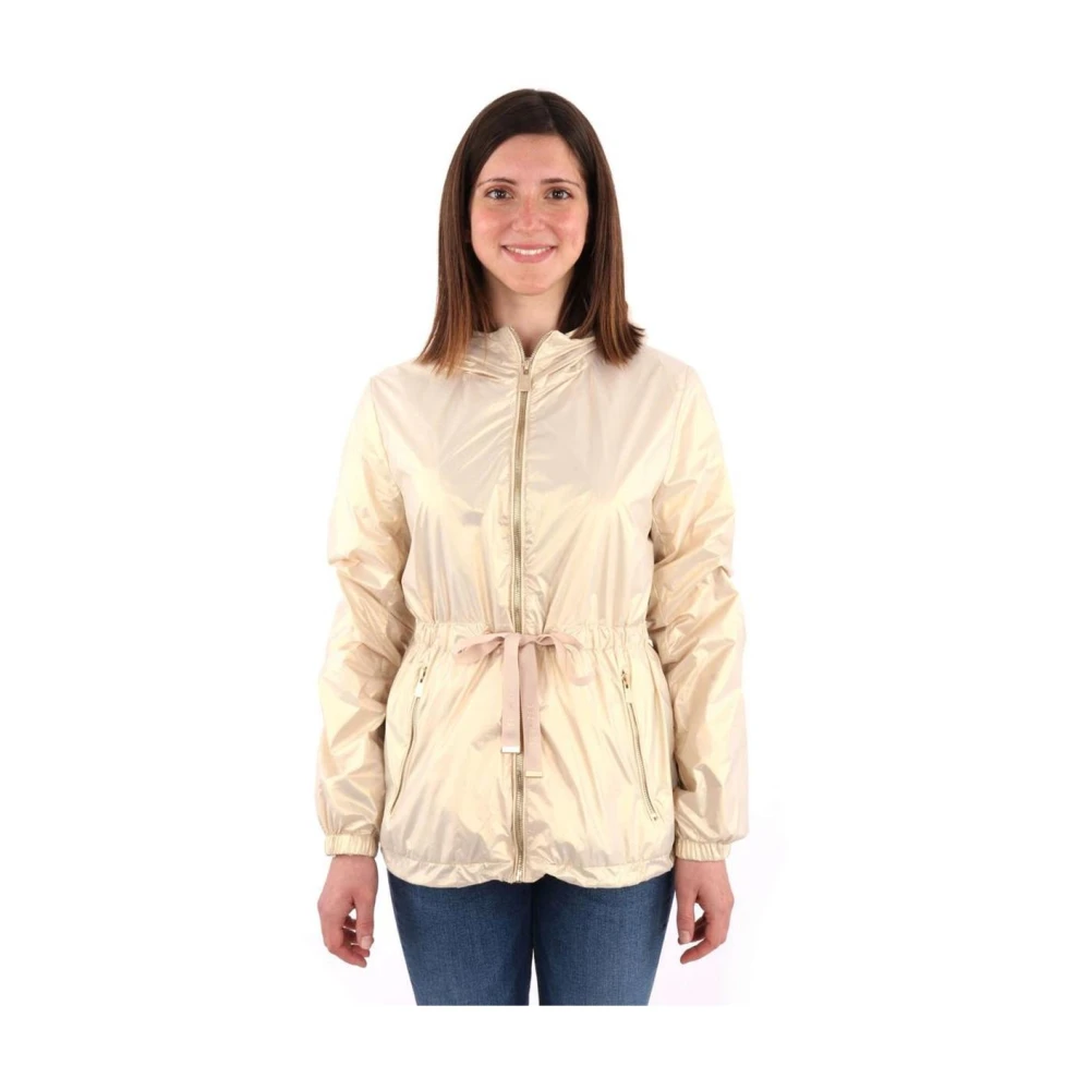 YES ZEE Zilver Nylon Mesh Voering Jas Beige Dames