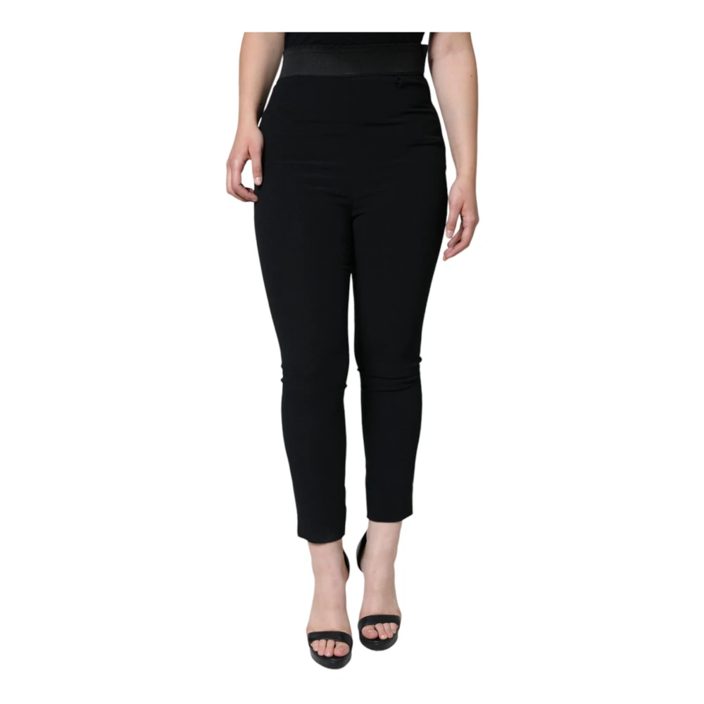 Dolce & Gabbana Zwarte hoge taille taps toelopende broek Black Dames