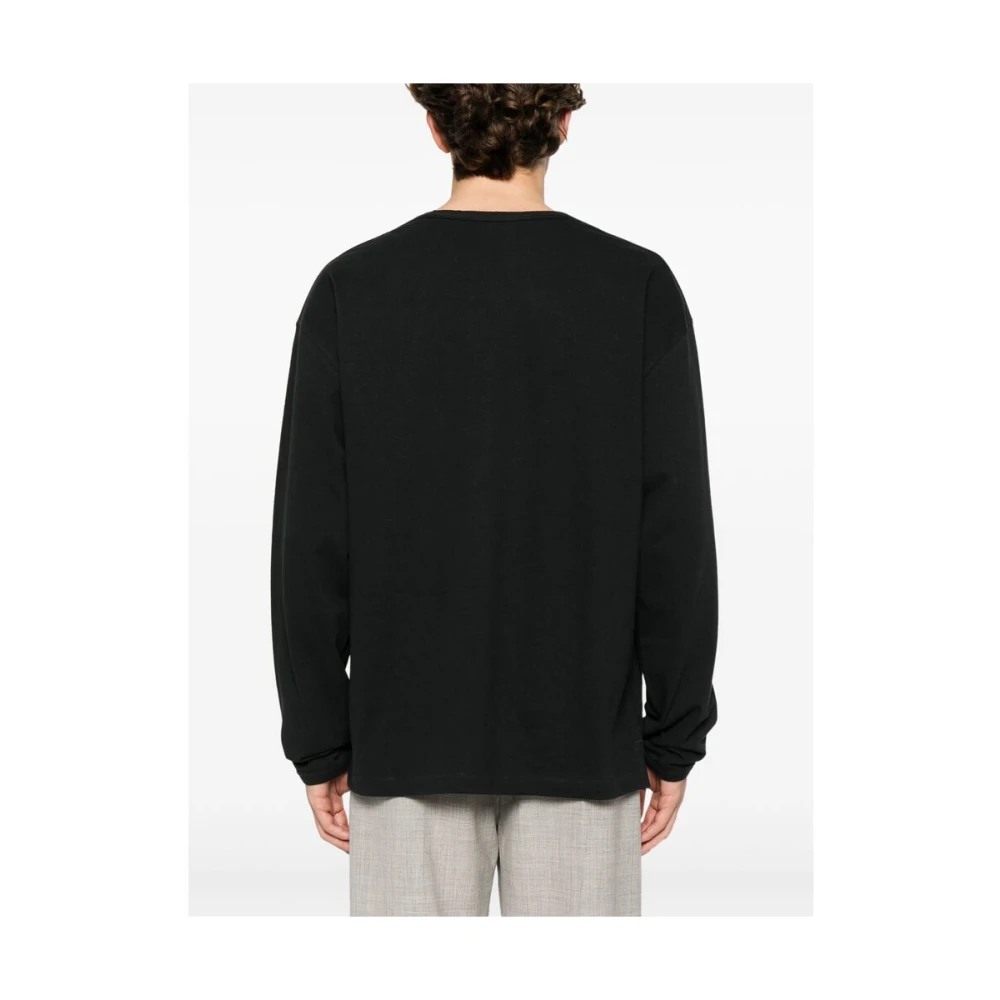 Lemaire Zwarte Ronde Hals Lange Mouw T-shirt Black Heren