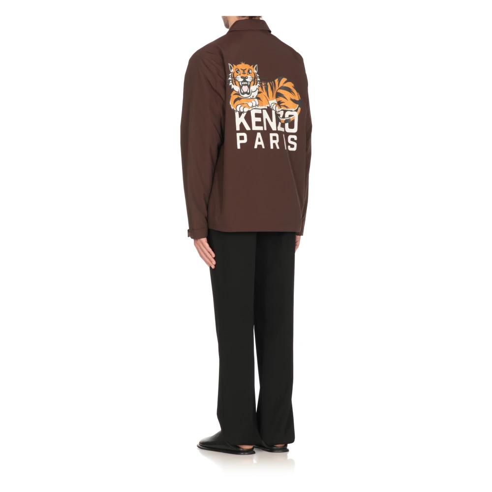 Kenzo Bruine jas met Happy Tiger-logo Brown Heren
