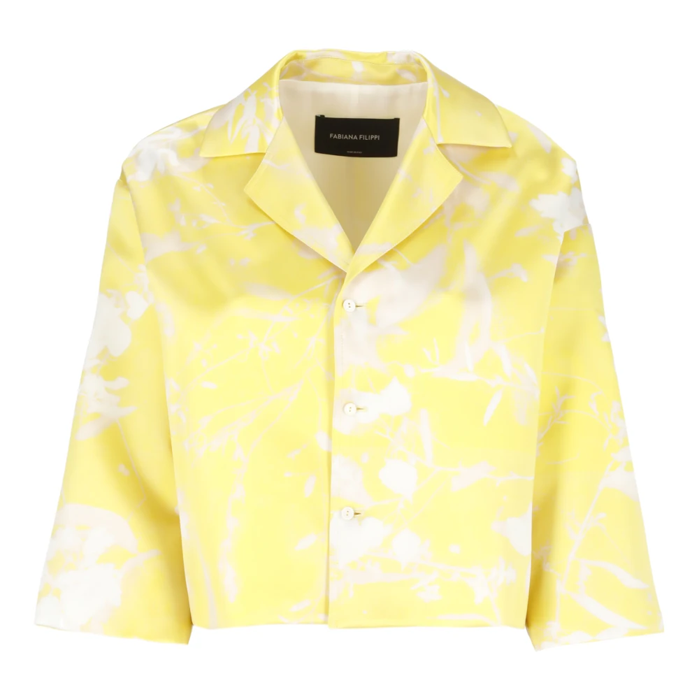 Fabiana Filippi Gele zijden blazer met contrastpatroon Yellow Dames