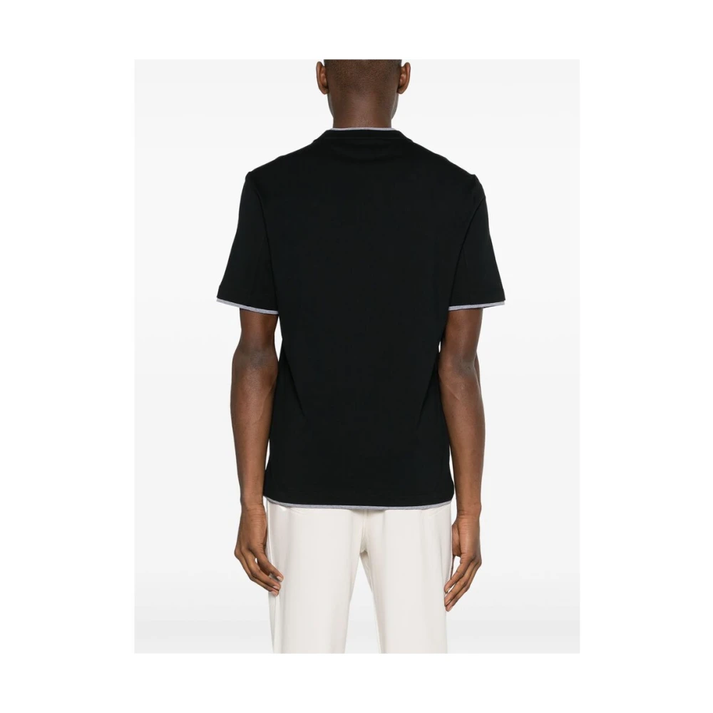 BRUNELLO CUCINELLI Zwart Katoenen Jersey Gelaagd T-shirt Black Heren
