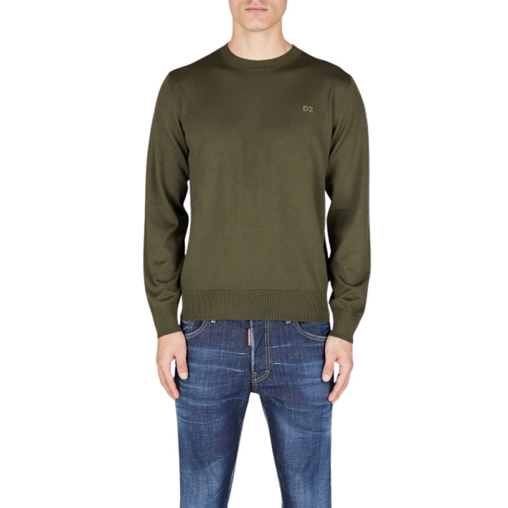 Dsquared2 Geborduurd logo fijngebreide trui Green Heren