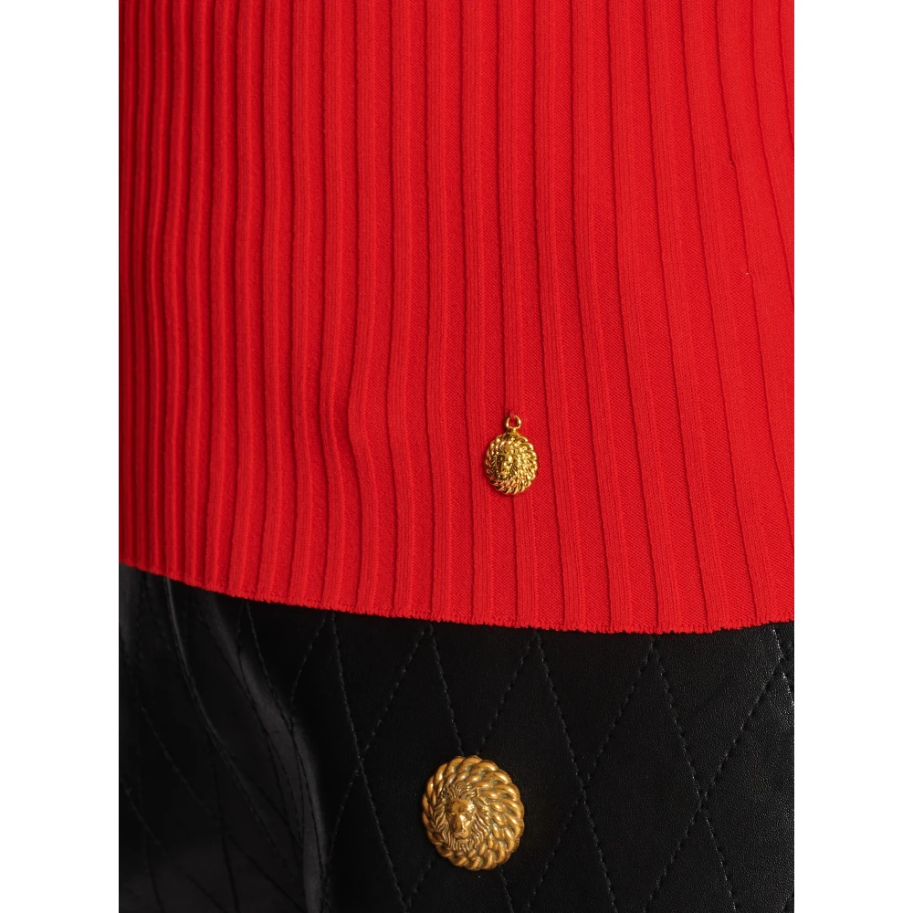 Balmain Geplooide gebreide top Red Dames