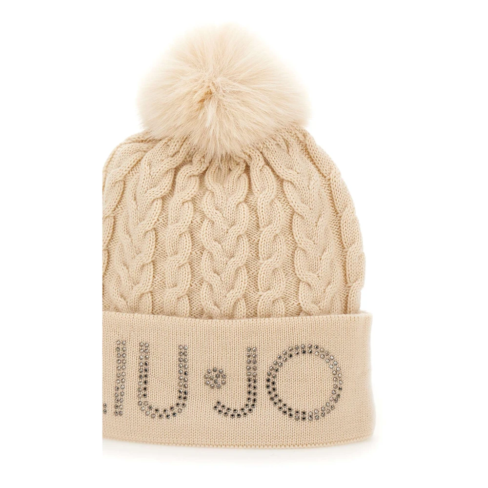 Liu Jo Pom-Pom Gebreide Beige Muts Beige Dames