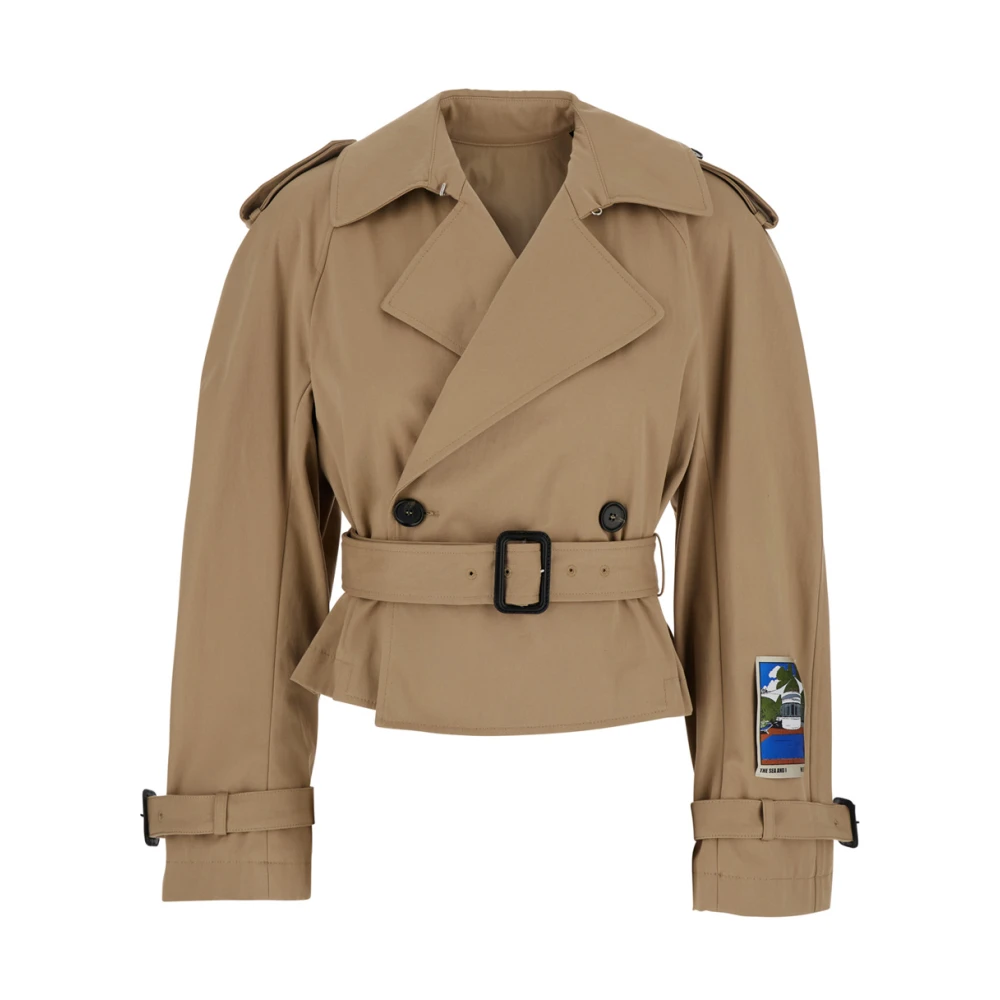 Msgm Beige Double-breasted Trenchcoat met Taille Riem Beige Dames