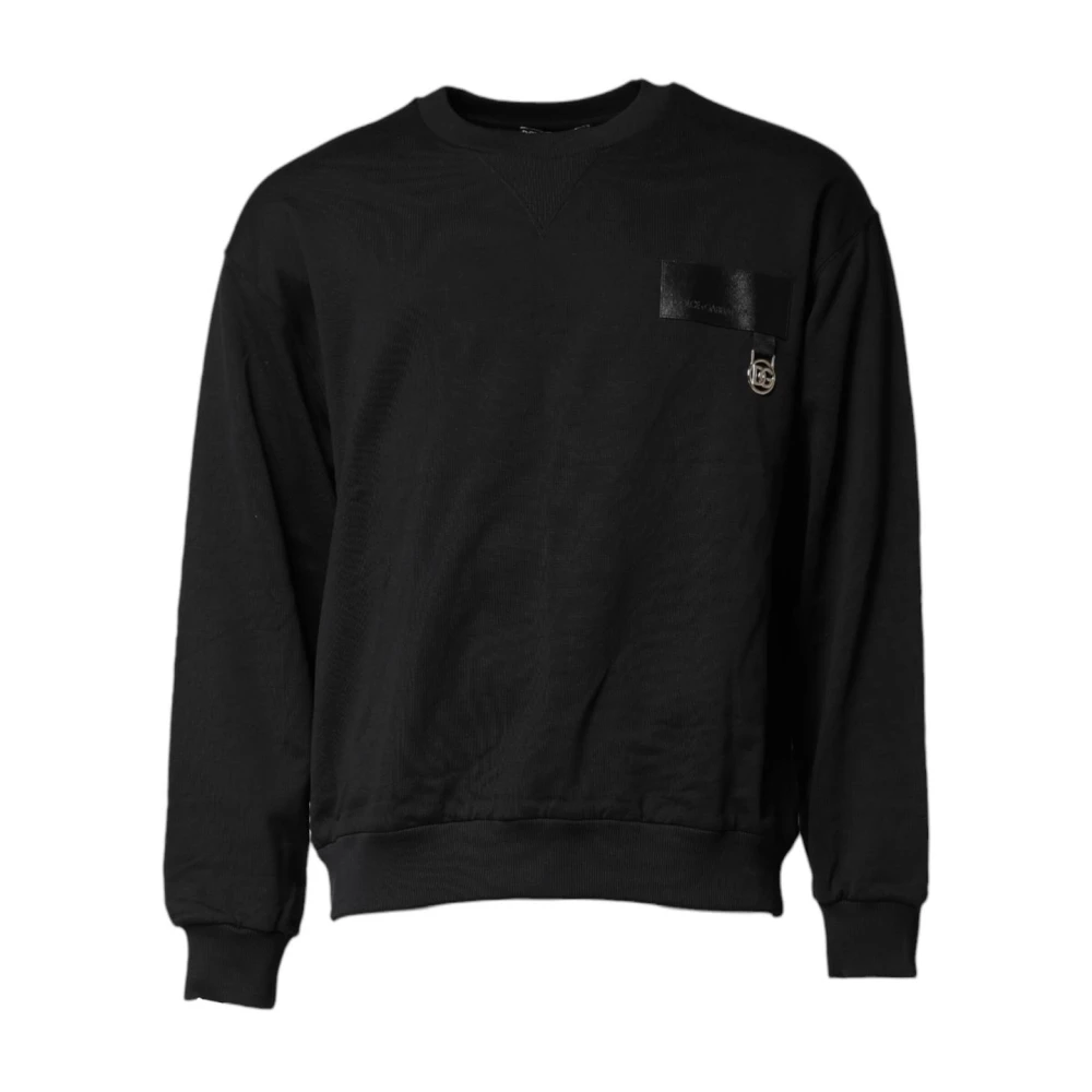 Dolce & Gabbana Men's Black Iconic Logo Crew Neck Sweatshirt