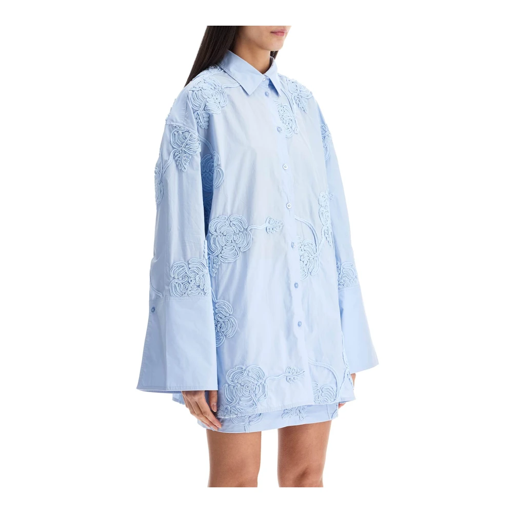 Rotate Birger Christensen Gebloemde katoenen oversized blouse Blue Dames