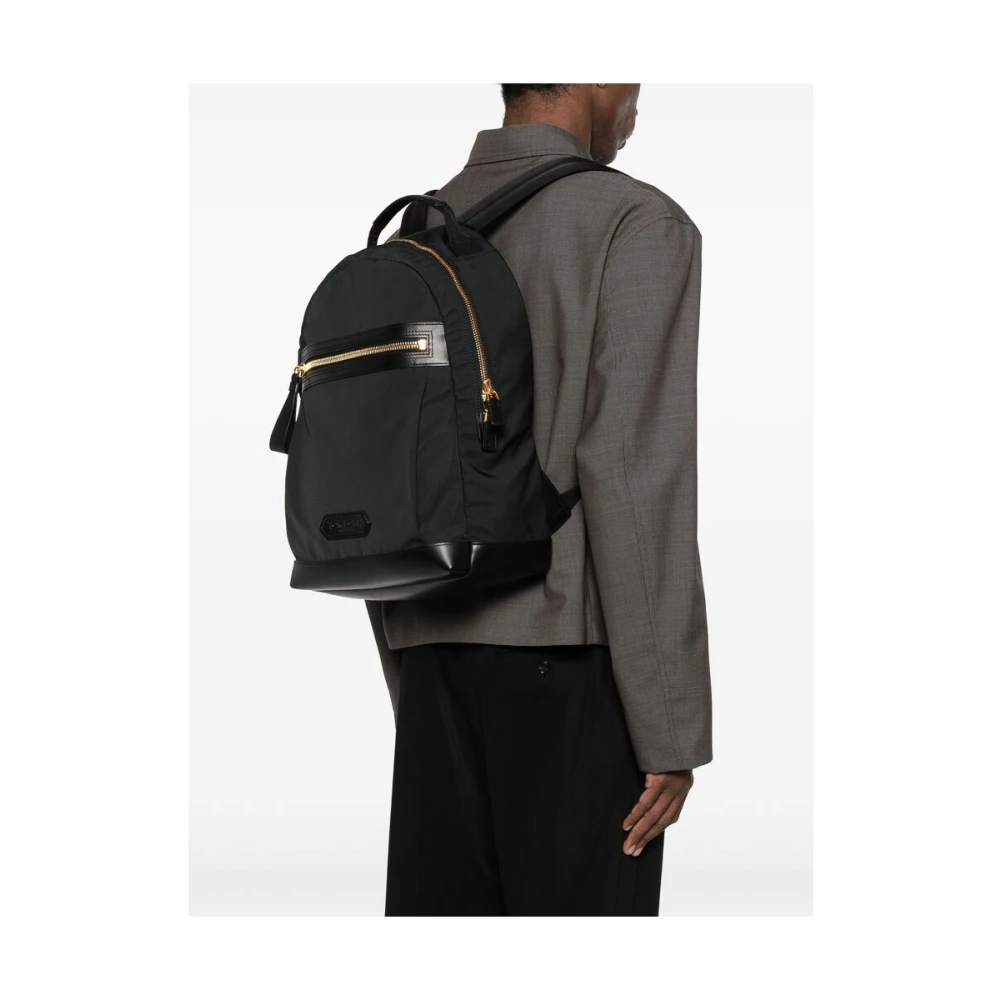 Tom Ford Zwarte rugzak met tweewegrits Black Heren