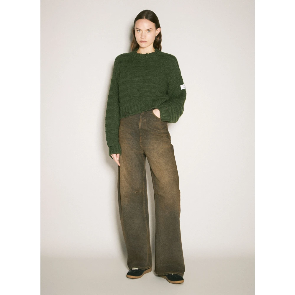 MM6 Maison Margiela Cropped Crewneck Sweater Green Dames