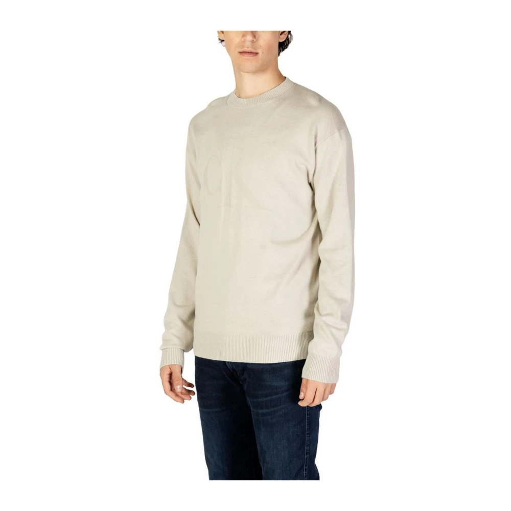 Calvin Klein Jeans Katoen Wolmix Trui Beige Heren