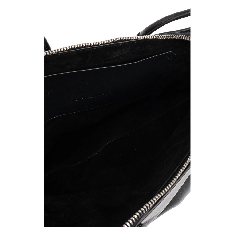 The Attico Leren Top Handvat Tas 'La Passeggiata' Black Dames