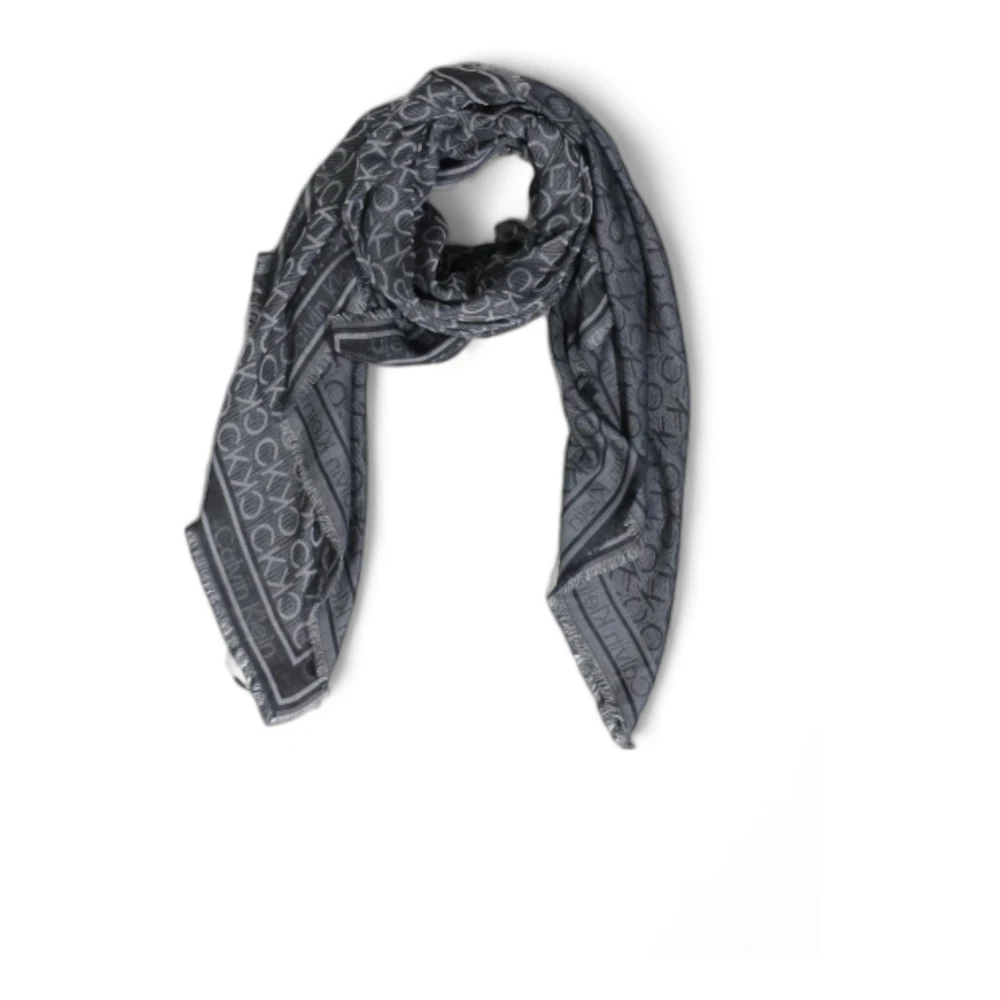 Calvin Klein Jacquard Sjaal Herfst Winter Collectie Black Dames