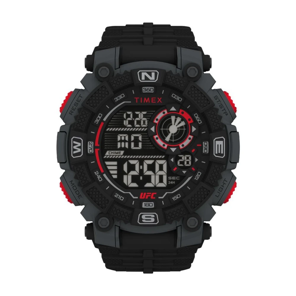 Timex Men's Black Rubber Sport Watch With Chronograph And Date Function