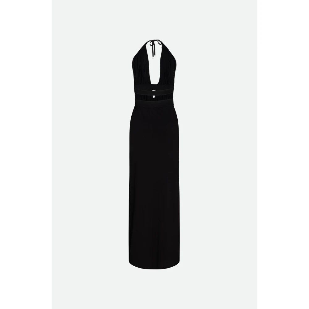 Circus Hotel Zwarte jurk met V-hals en slim fit Black Dames