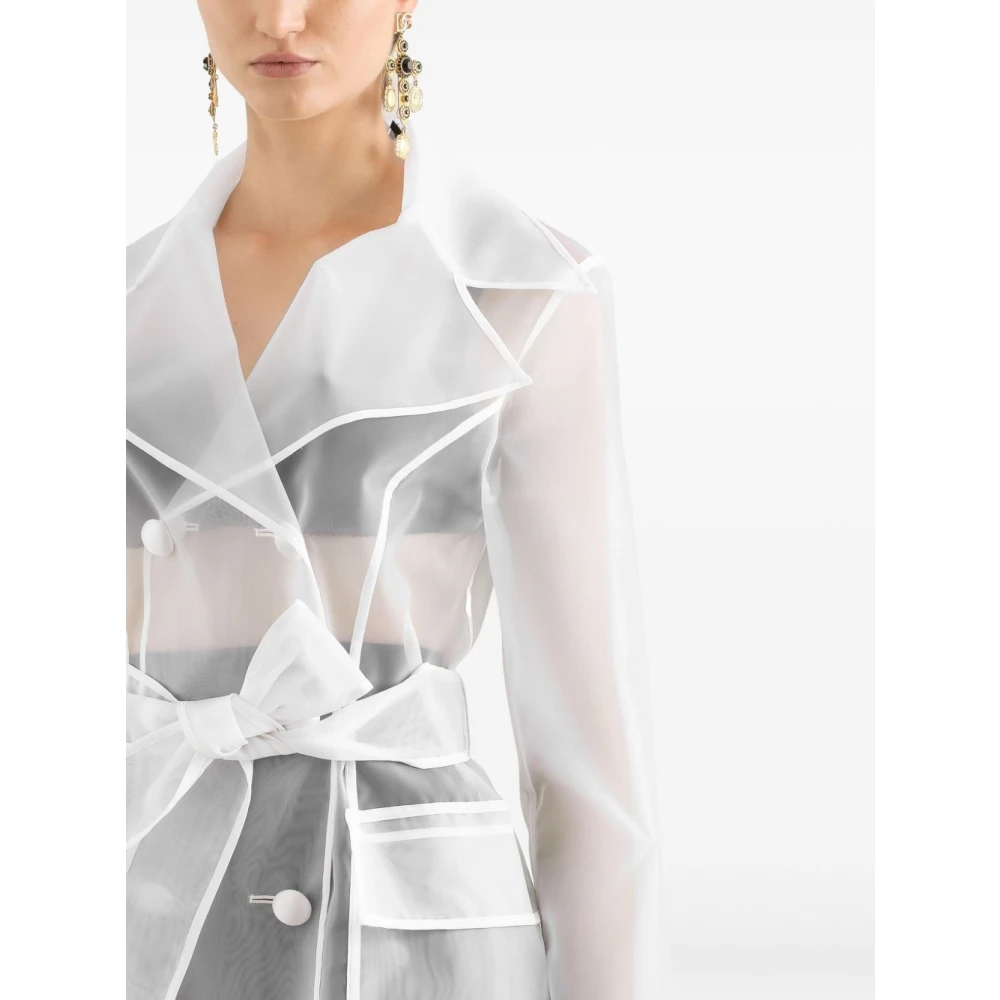 Dolce & Gabbana Witte double-breasted jas met riem White Dames