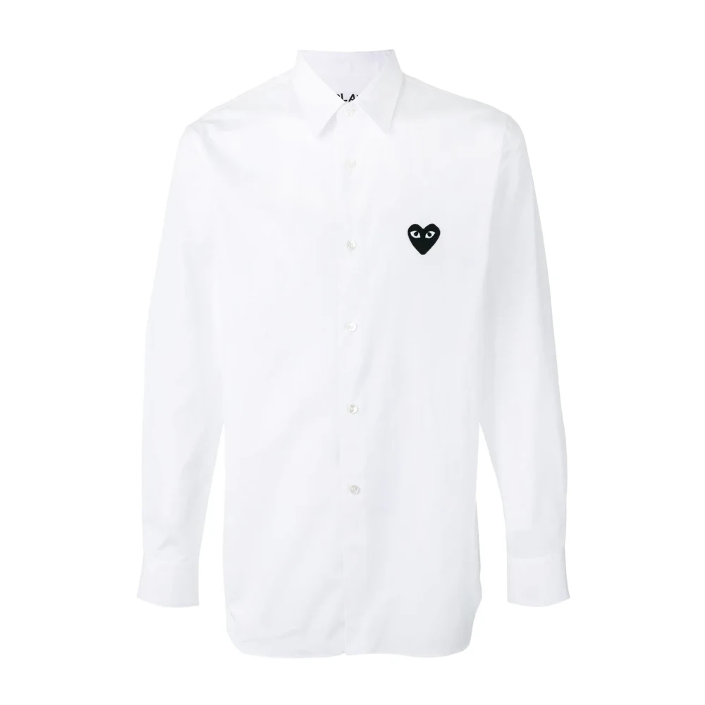 Comme des Garçons Play Zwarte hart geborduurde shirt White Heren
