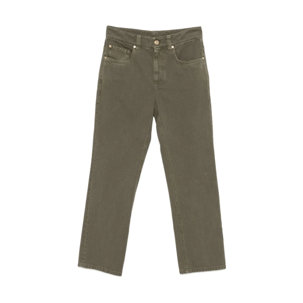 Brunello Cucinelli Women's Green Straight Fit Jeans, Xs, Jeans A Cinque Tasche