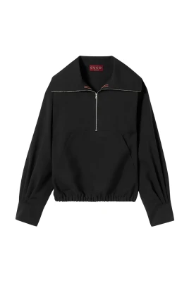 Dragkedja sweatshirt med logobrodyr