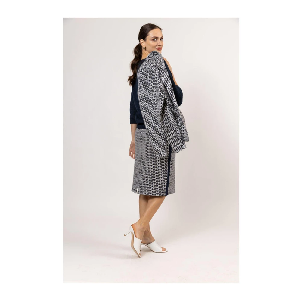 Roberto sarto Navy-Offwhite Rok Blue Dames