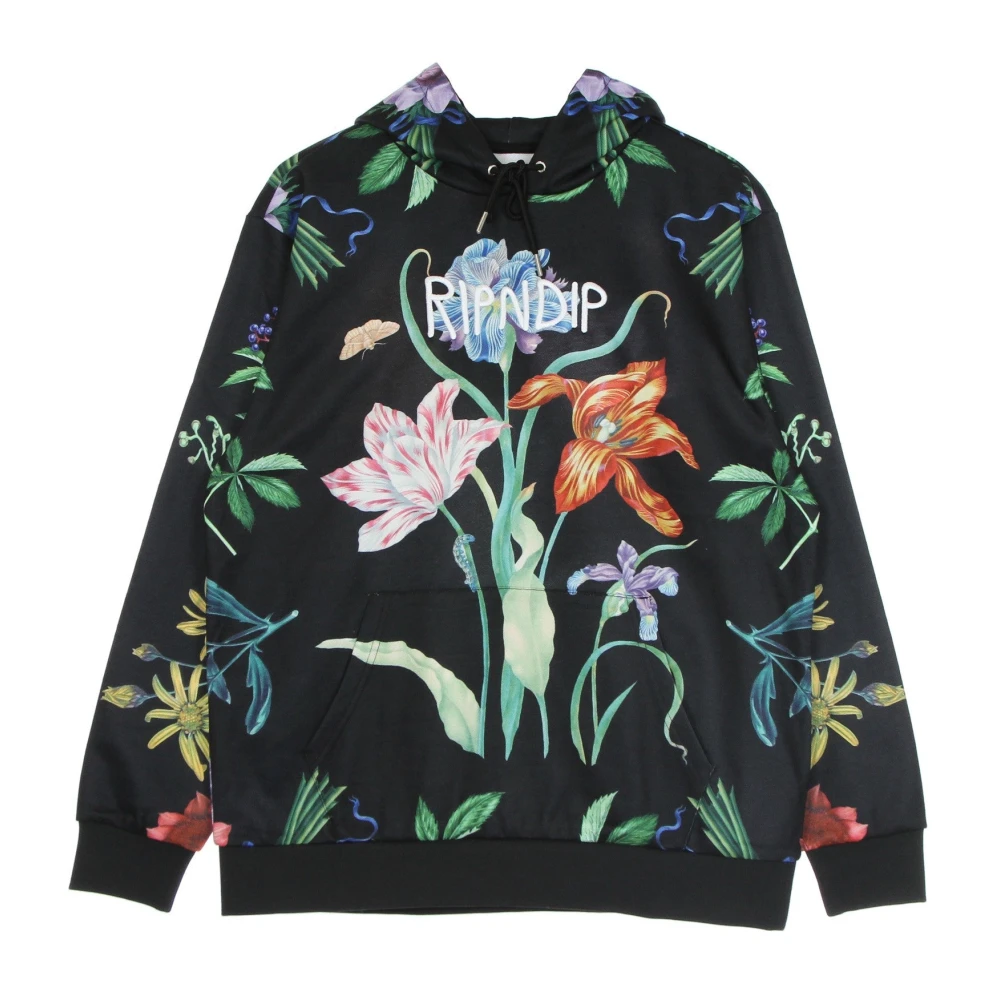 Ripndip Zwarte herenhoodie met bloemenprint Black Heren