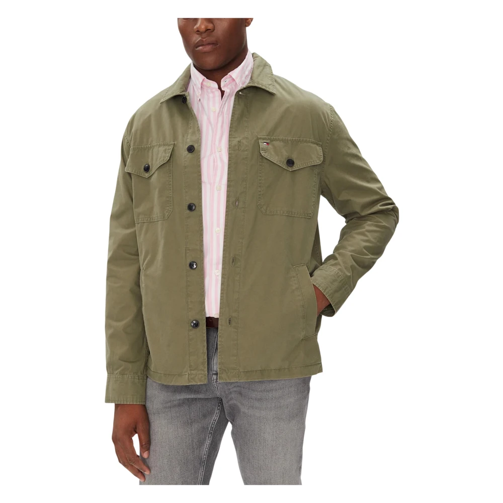 Tommy Hilfiger , Light Jackets, Male, Green, S, Cotton Twill Shirt J