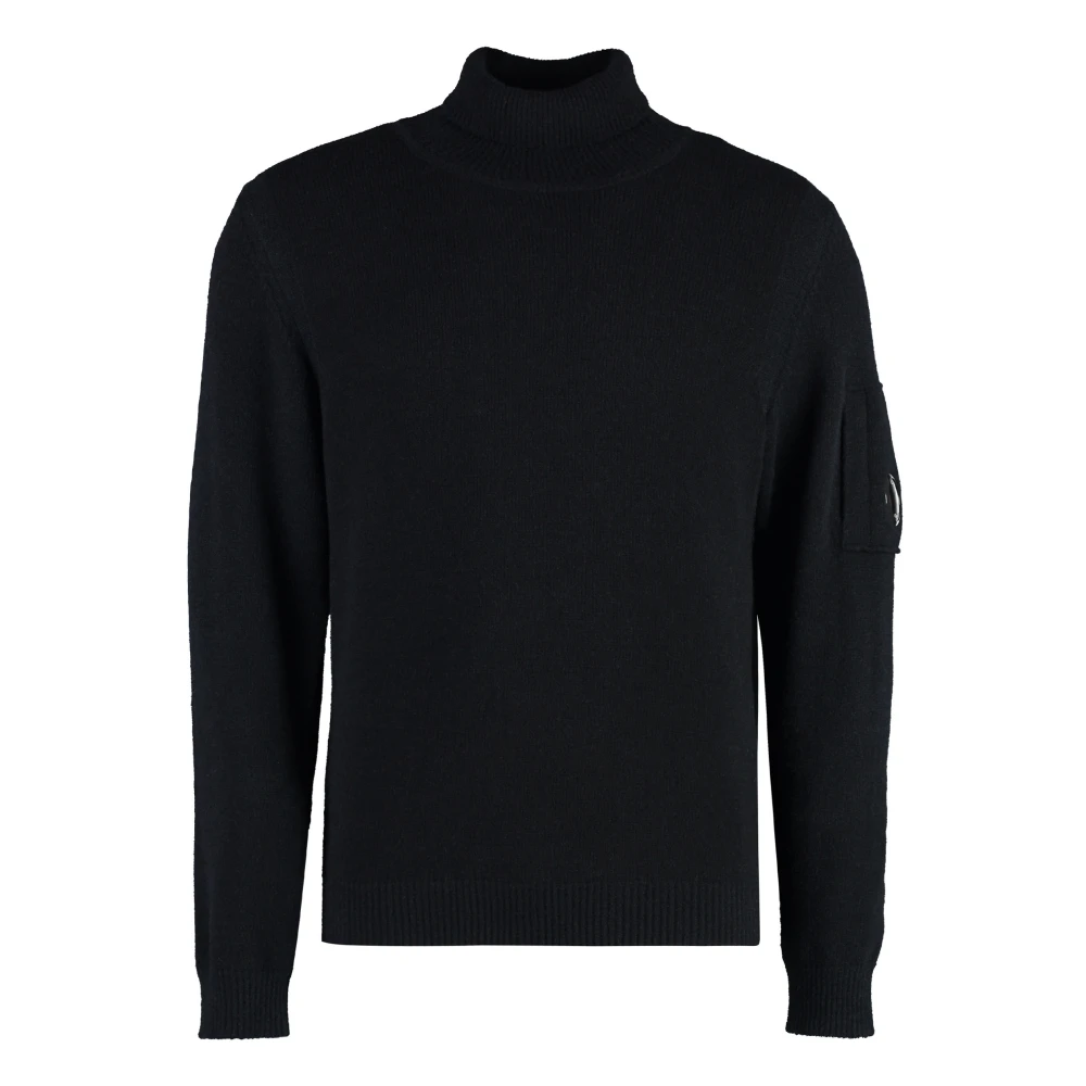 C.P. Company Geribbelde coltrui met lensdetail Black Heren