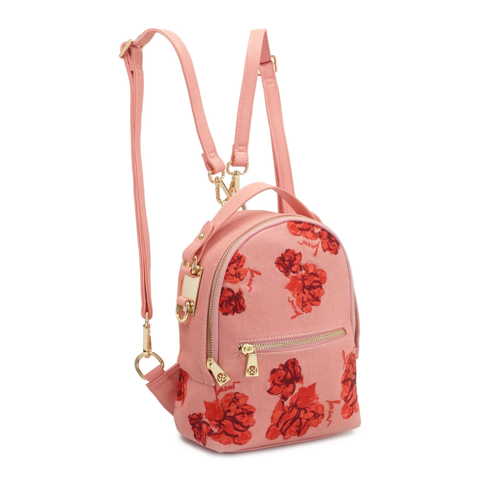 Kazar Roze bloemenstof 2-in-1 rugzak Multicolor Dames