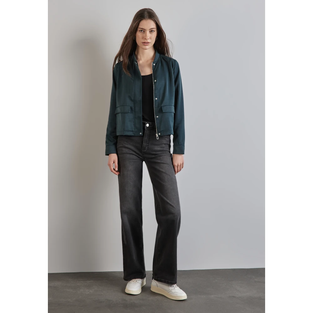 Street One Zijden Blouson Jas Green Dames