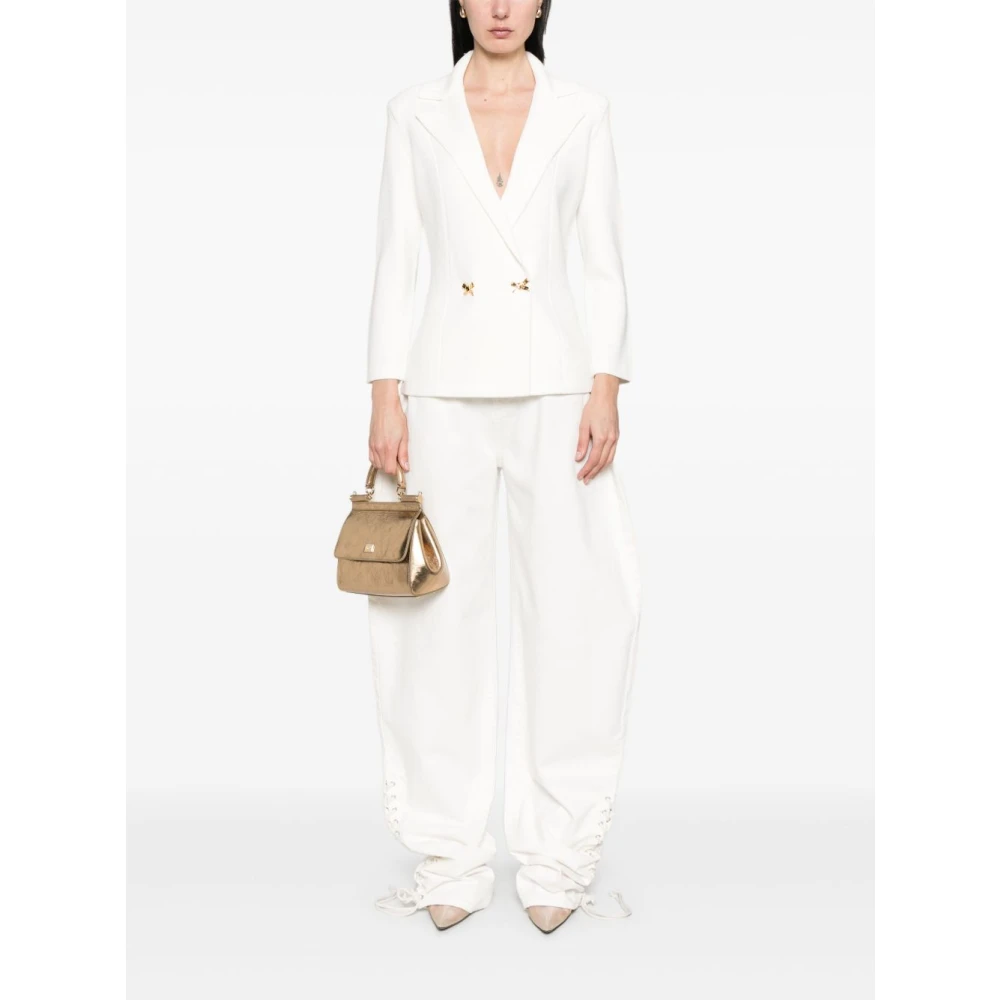 Elisabetta Franchi Ivory Outerwear Jacket Beige Dames