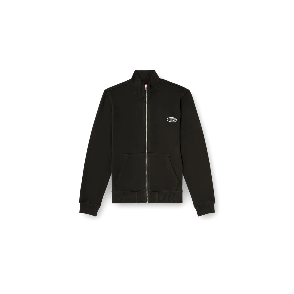 Diesel Mannelijk Zwart Hoodies & Sweatvesten Heren, S, Katoen, Sweatshirt Met Rits