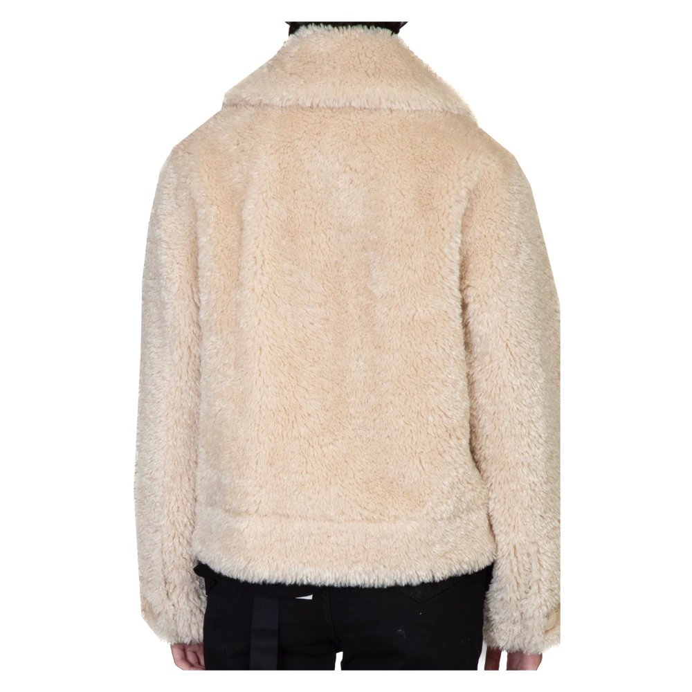 Stand Studio Furry Faux Shearling Jas White Dames