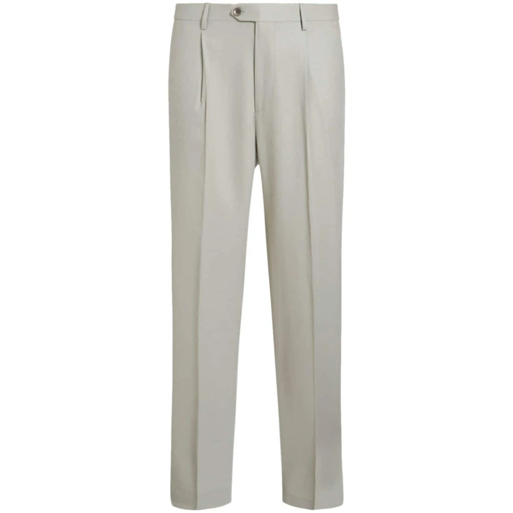 ETRO Cropped Pleat Trousers Gray Heren