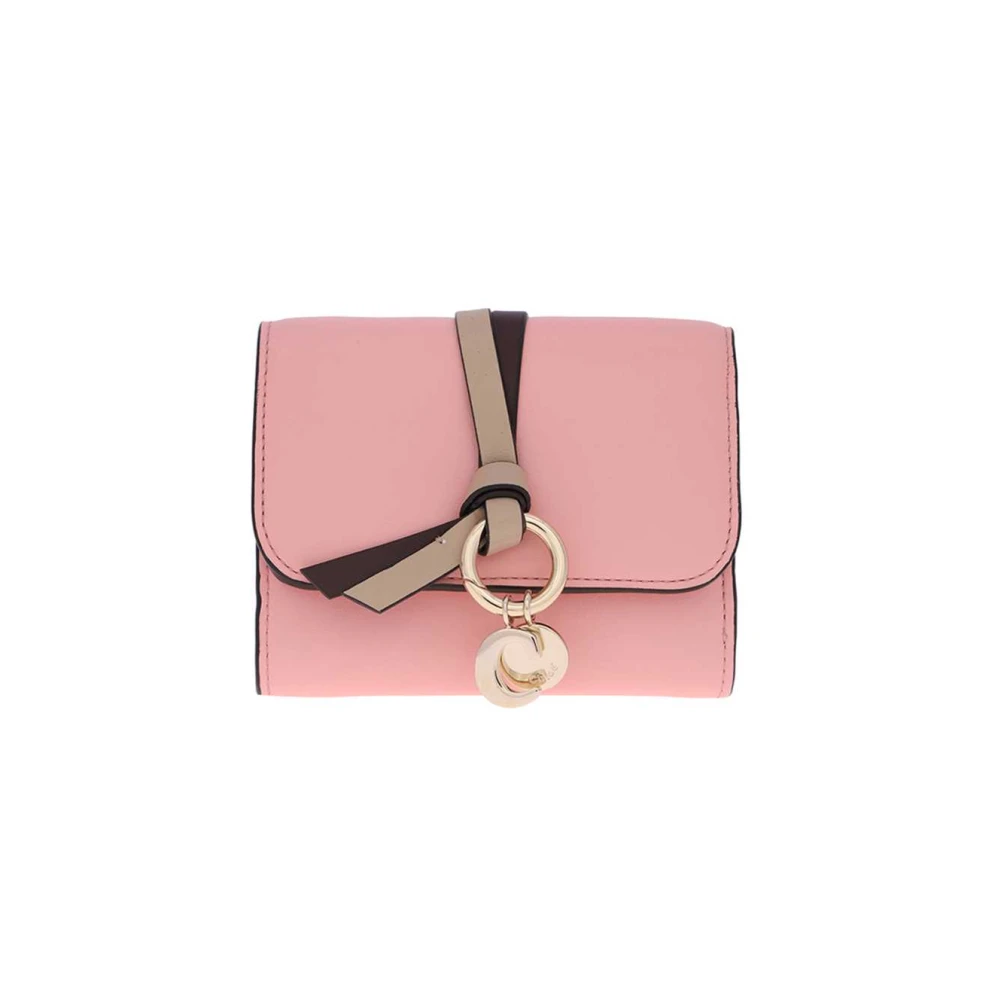 Chloé Versierde Leren Portemonnee met Drukknoopsluiting Pink Dames